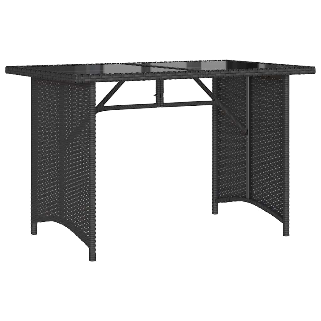 Mesa de jardim com tampo de vidro 110x68x70 cm vime PE preto