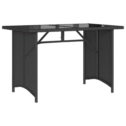 Mesa de jardim com tampo de vidro 110x68x70 cm vime PE preto