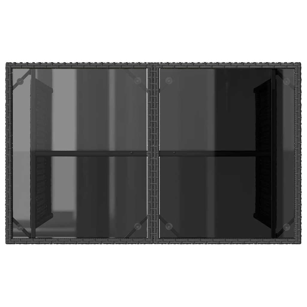Mesa de jardim com tampo de vidro 110x68x70 cm vime PE preto