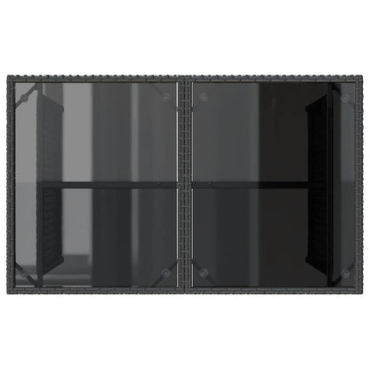 Mesa de jardim com tampo de vidro 110x68x70 cm vime PE preto