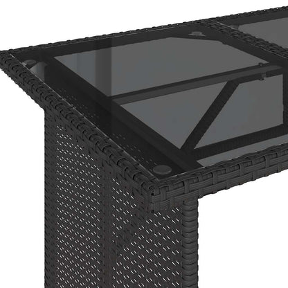 Mesa de jardim com tampo de vidro 110x68x70 cm vime PE preto