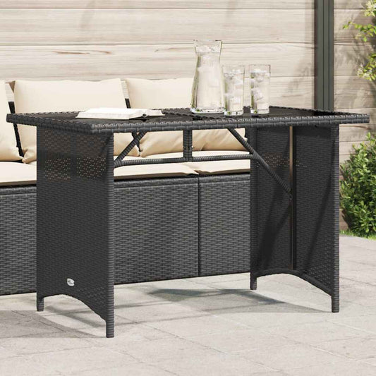 Mesa de jardim com tampo de vidro 110x68x70 cm vime PE preto