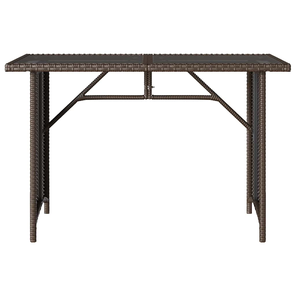 Mesa de jardim com tampo de vidro 110x68x70 cm vime PE castanho