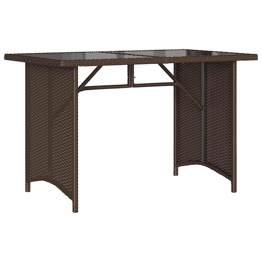 Mesa de jardim com tampo de vidro 110x68x70 cm vime PE castanho