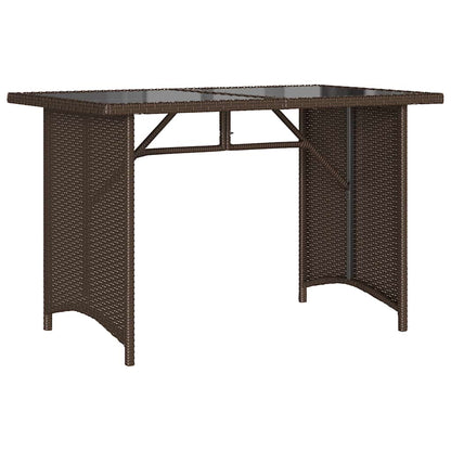 Mesa de jardim com tampo de vidro 110x68x70 cm vime PE castanho