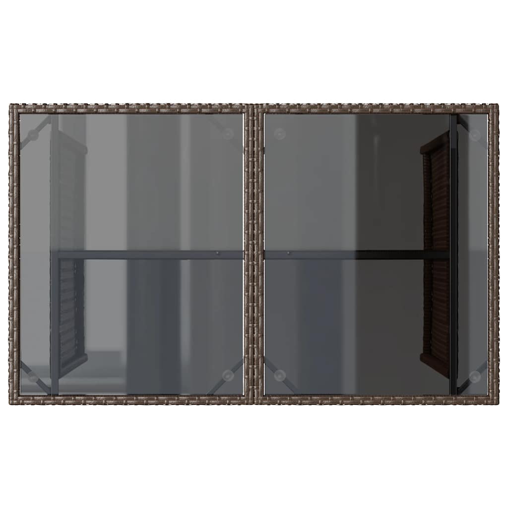 Mesa de jardim com tampo de vidro 110x68x70 cm vime PE castanho
