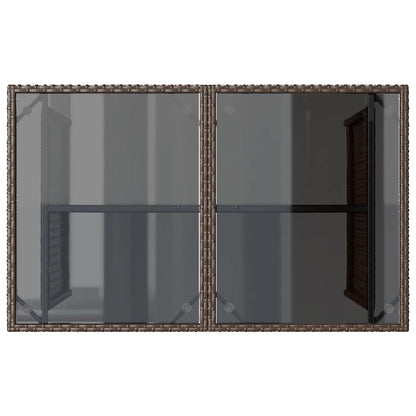 Mesa de jardim com tampo de vidro 110x68x70 cm vime PE castanho