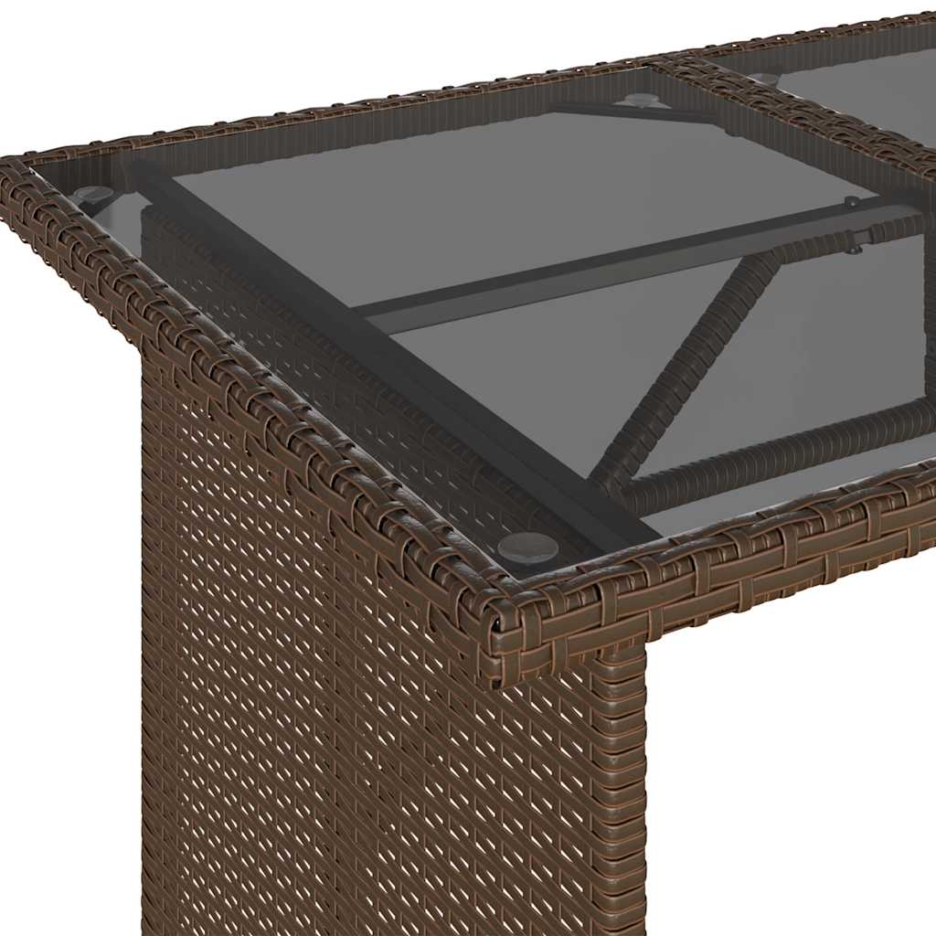 Mesa de jardim com tampo de vidro 110x68x70 cm vime PE castanho
