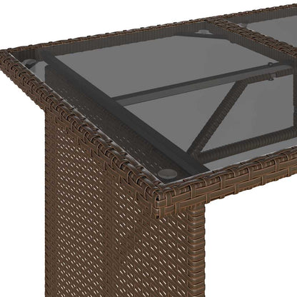 Mesa de jardim com tampo de vidro 110x68x70 cm vime PE castanho