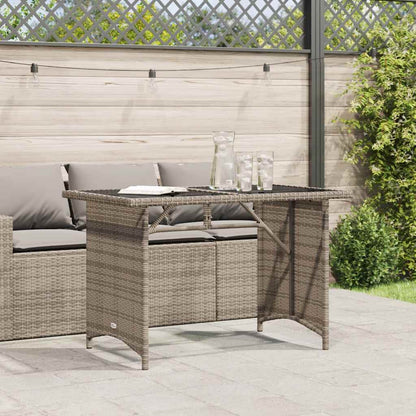 Mesa de jardim com tampo de vidro 110x68x70 cm vime PE cinza
