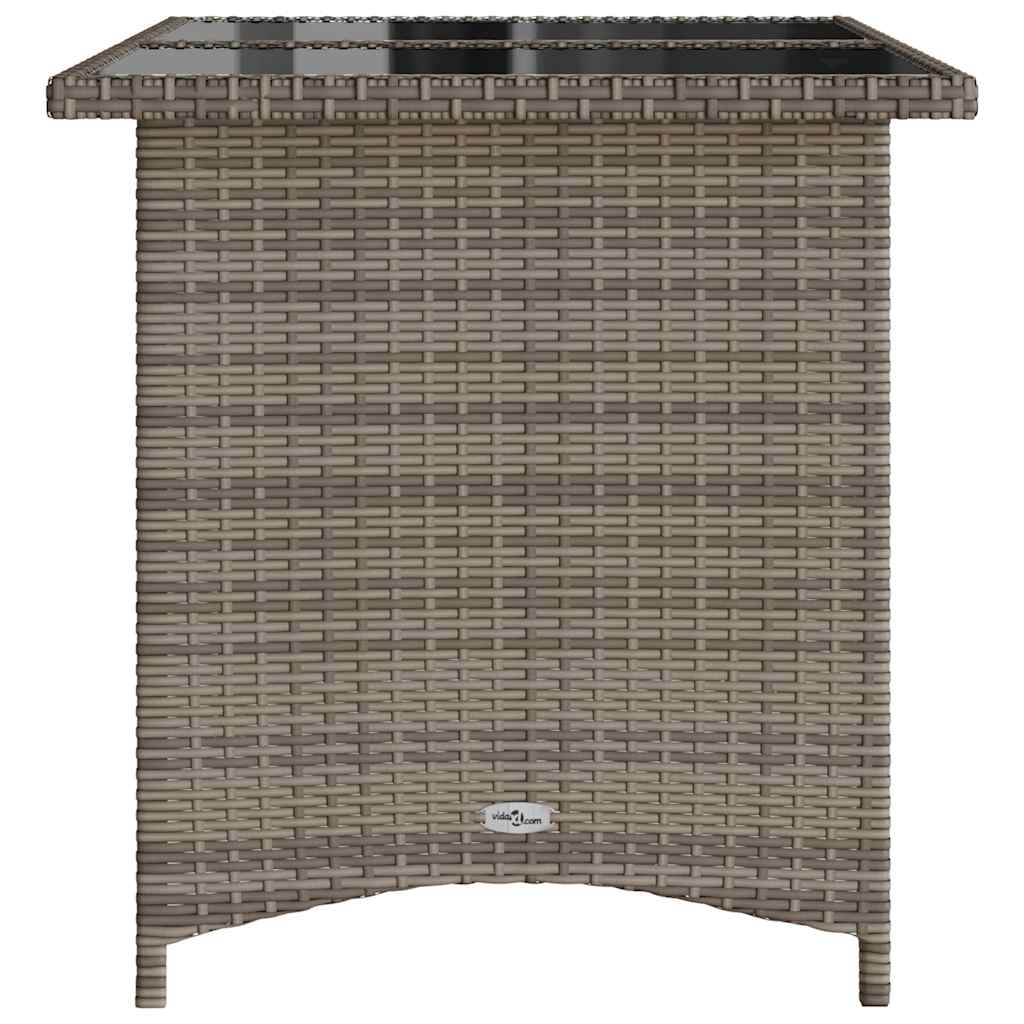 Mesa de jardim com tampo de vidro 110x68x70 cm vime PE cinza