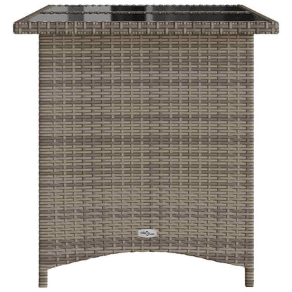 Mesa de jardim com tampo de vidro 110x68x70 cm vime PE cinza