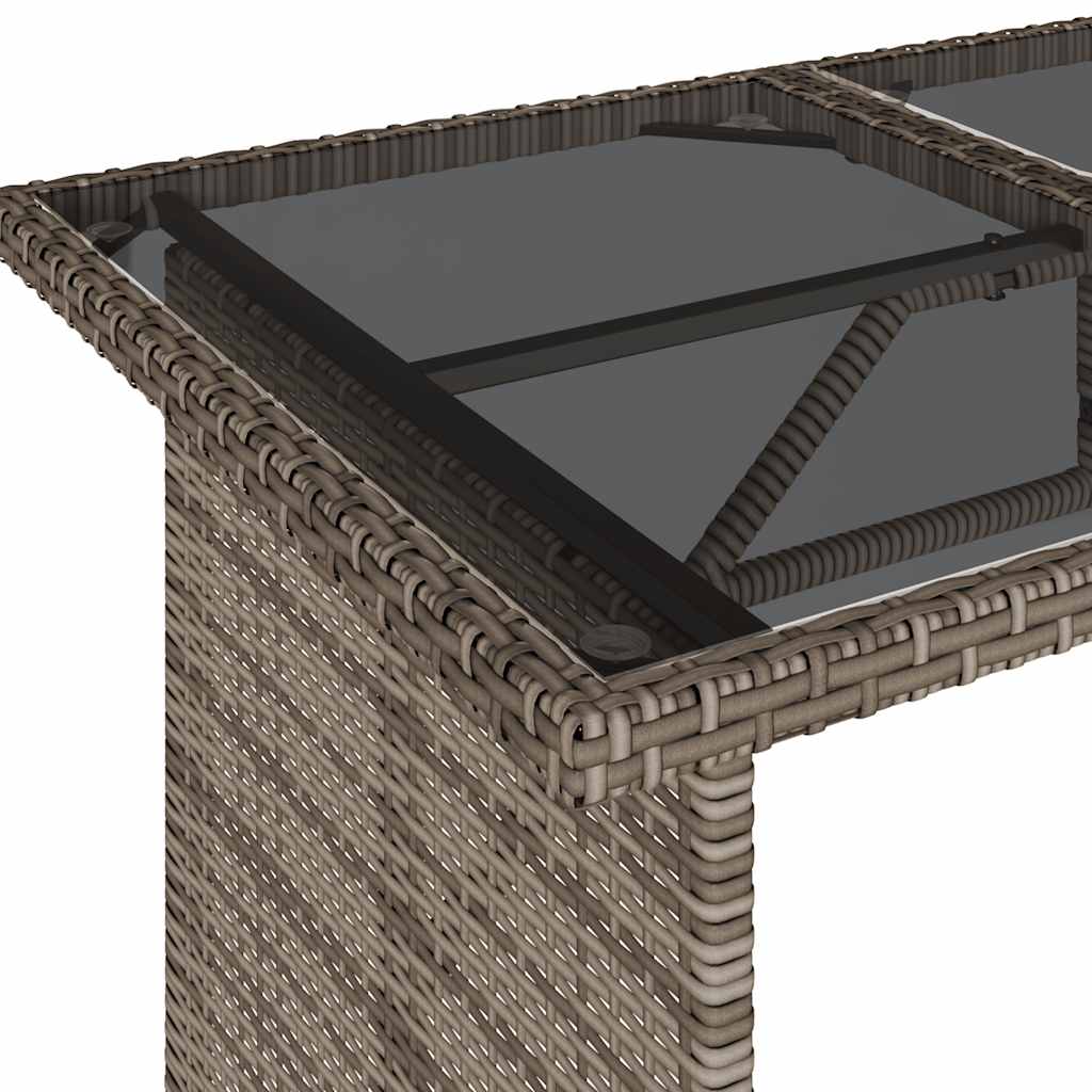 Mesa de jardim com tampo de vidro 110x68x70 cm vime PE cinza