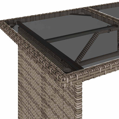 Mesa de jardim com tampo de vidro 110x68x70 cm vime PE cinza
