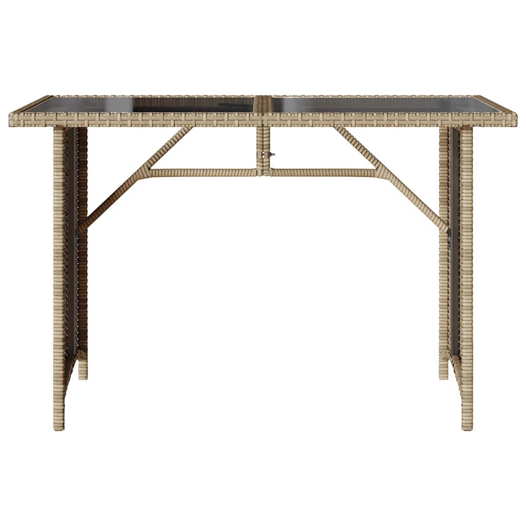 Mesa de jardim com tampo de vidro 110x68x70 cm vime PE bege