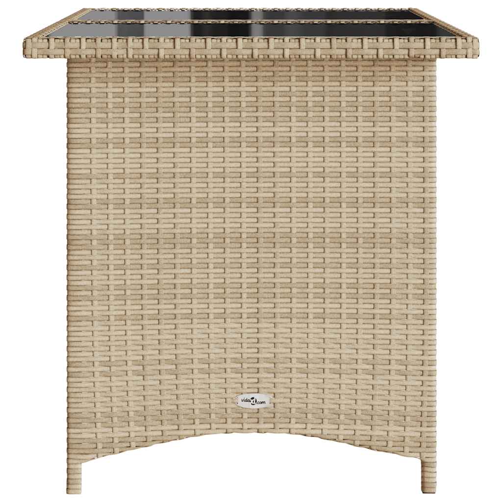 Mesa de jardim com tampo de vidro 110x68x70 cm vime PE bege