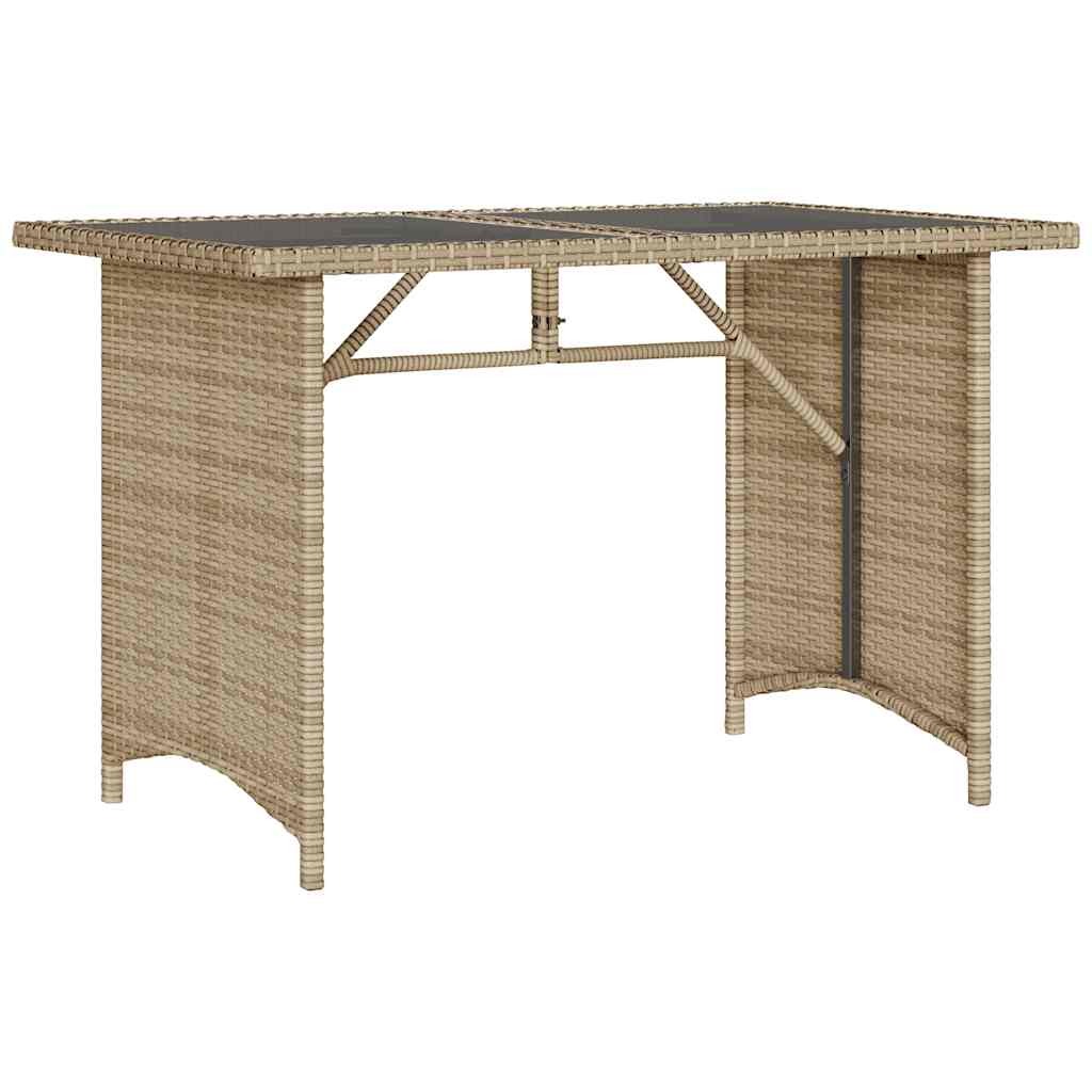 Mesa de jardim com tampo de vidro 110x68x70 cm vime PE bege