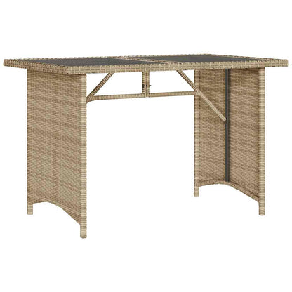 Mesa de jardim com tampo de vidro 110x68x70 cm vime PE bege