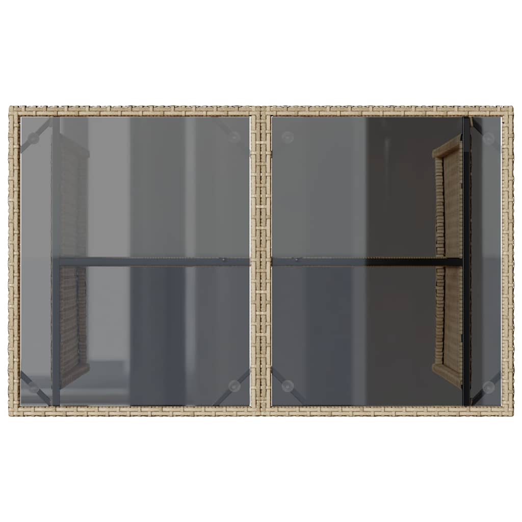 Mesa de jardim com tampo de vidro 110x68x70 cm vime PE bege