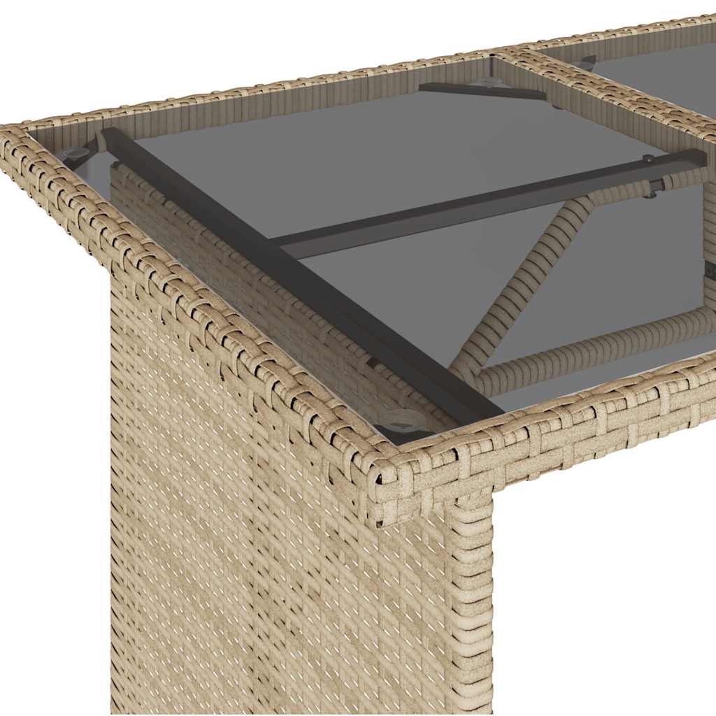 Mesa de jardim com tampo de vidro 110x68x70 cm vime PE bege