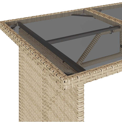 Mesa de jardim com tampo de vidro 110x68x70 cm vime PE bege