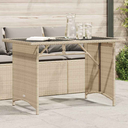 Mesa de jardim com tampo de vidro 110x68x70 cm vime PE bege