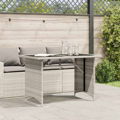 Mesa jardim c/ tampo de vidro 110x68x70 cm vime PE cinza-claro