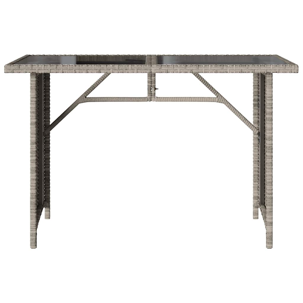 Mesa jardim c/ tampo de vidro 110x68x70 cm vime PE cinza-claro