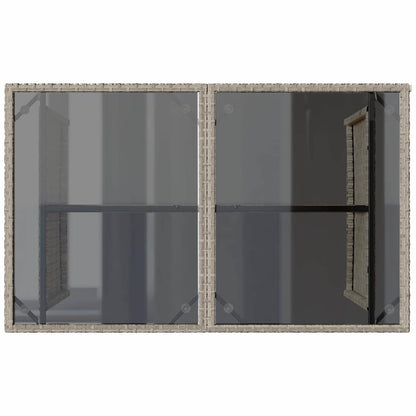 Mesa jardim c/ tampo de vidro 110x68x70 cm vime PE cinza-claro