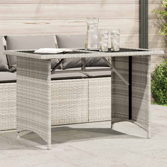Mesa jardim c/ tampo de vidro 110x68x70 cm vime PE cinza-claro