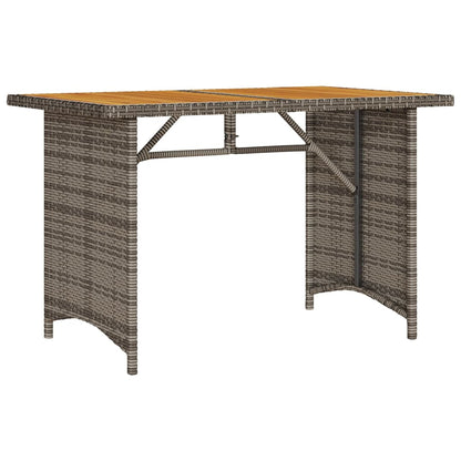 Mesa de jardim com tampo de madeira 110x68x70 cm vime PE cinza