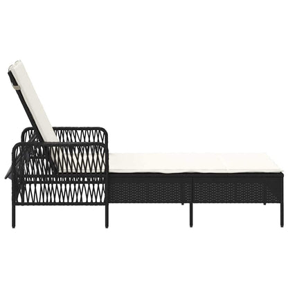 Espreguiçadeira com almofada Preto 157 x 55 x 92cm vime PE