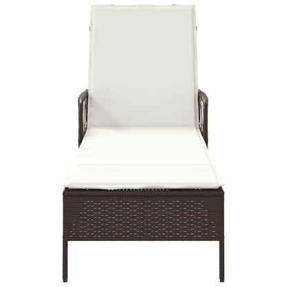 Espreguiçadeira com almofada Castanho 157 x 55 x 92cm vime PE