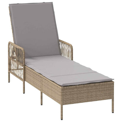 Espreguiçadeira com almofada Bege 157 x 55 x 92cm vime PE