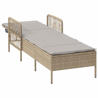 Espreguiçadeira com almofada Bege 157 x 55 x 92cm vime PE
