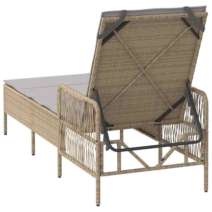 Espreguiçadeira com almofada Bege 157 x 55 x 92cm vime PE