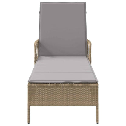 Espreguiçadeira com almofada Bege 157 x 55 x 92cm vime PE