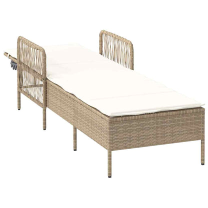 Espreguiçadeira com almofada Bege 157 x 55 x 92cm vime PE