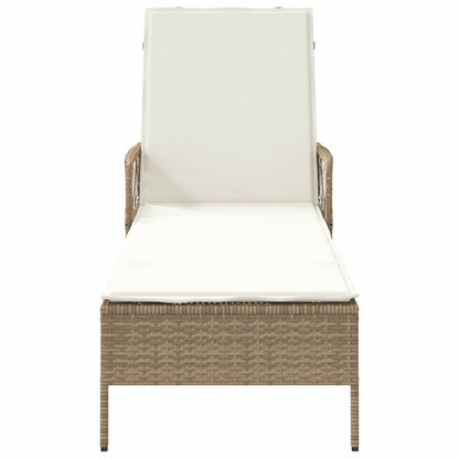 Espreguiçadeira com almofada Bege 157 x 55 x 92cm vime PE