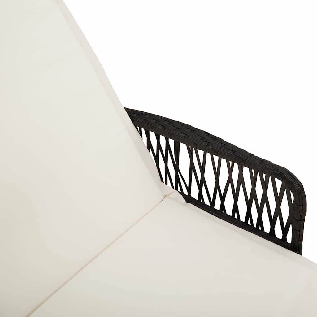 Espreguiçadeira com almofada 2 pcs Preto 35 x 35 x 32cm vime PE