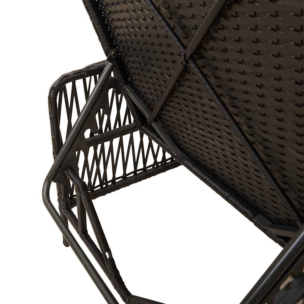 Espreguiçadeira com almofada 2 pcs Preto 35 x 35 x 32cm vime PE