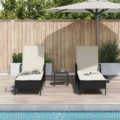 Espreguiçadeira com almofada 2 pcs Preto 35 x 35 x 32cm vime PE