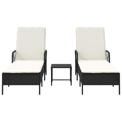 Espreguiçadeira com almofada 2 pcs Preto 35 x 35 x 32cm vime PE