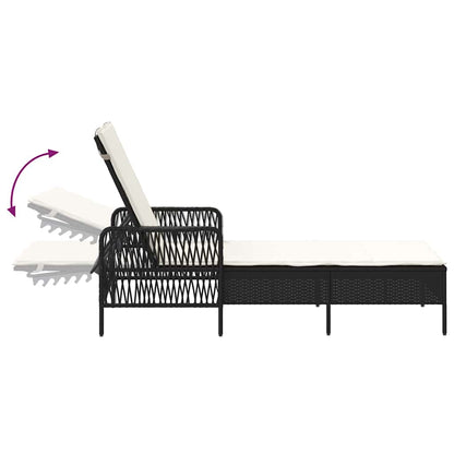 Espreguiçadeira com almofada 2 pcs Preto 35 x 35 x 32cm vime PE
