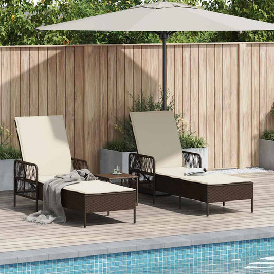 Espreguiçadeira 2-pessoa 2 pcs Castanho 35 x 35 x 32cm vime PE
