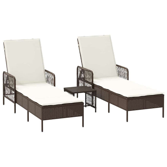 Espreguiçadeira 2-pessoa 2 pcs Castanho 35 x 35 x 32cm vime PE