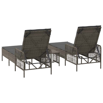 Espreguiçadeira 2-pessoa 2 pcs Cinzeto 35 x 35 x 32cm vime PE