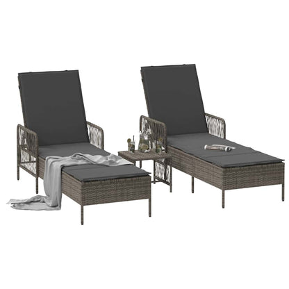 Espreguiçadeira 2-pessoa 2 pcs Cinzeto 35 x 35 x 32cm vime PE