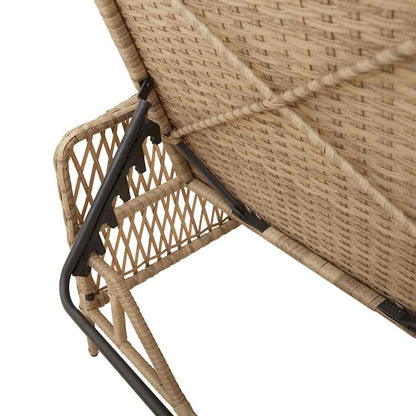 Espreguiçadeira com almofada 2 pcs Bege 35 x 35 x 32cm vime PE