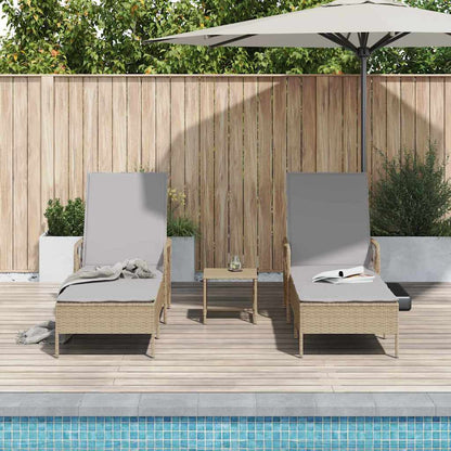 Espreguiçadeira com almofada 2 pcs Bege 35 x 35 x 32cm vime PE